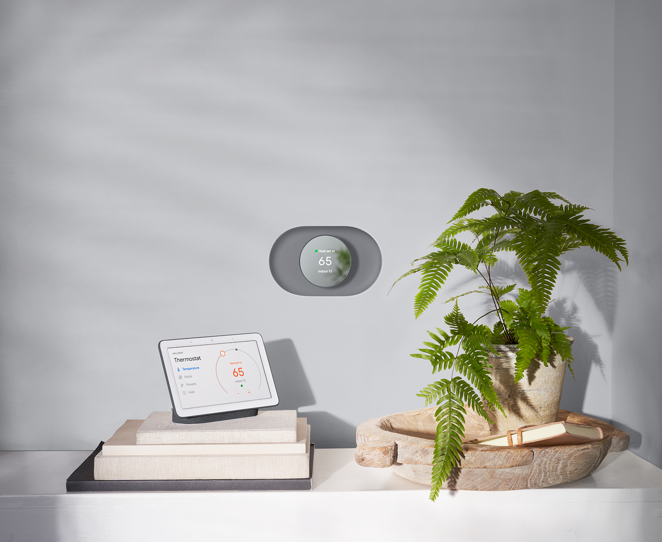 Man using voice control with his Google Nest Hub 2 Gen in the kitchen